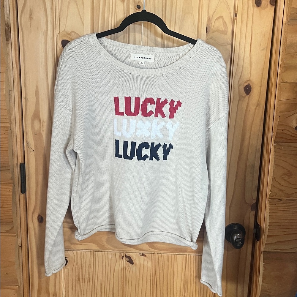 Lucky Brand Cream Crew Neck Sweater